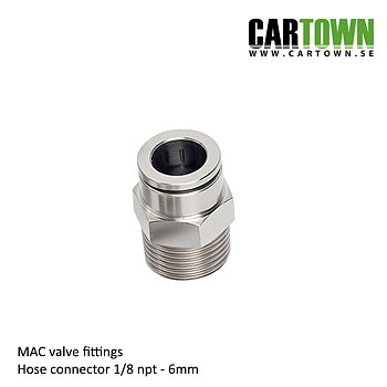MAC slanganslutning 1/8npt - 6mm Rak
