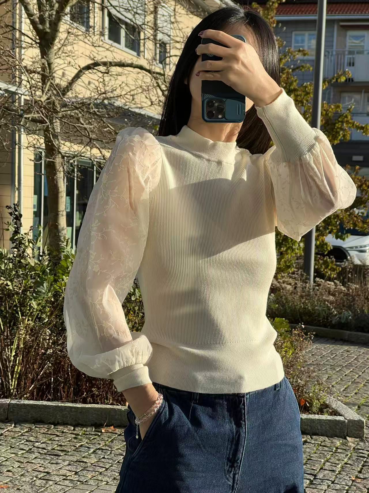 YAS Dotme Knit Pullover Birch
