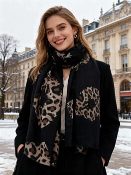 Scarf leo lips black