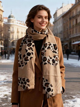 Scarf leo lips taupe