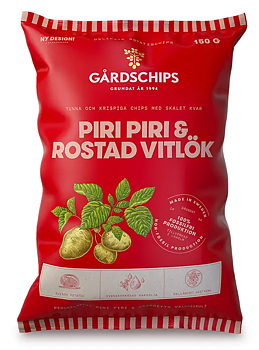 Gårdschips Piri Piri & Rostad Vitlök 150g 10st