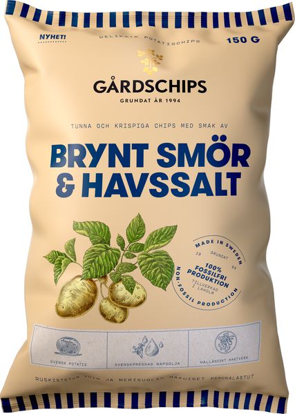 Gårdschips Brynt smör & havssalt 150g 10kpl