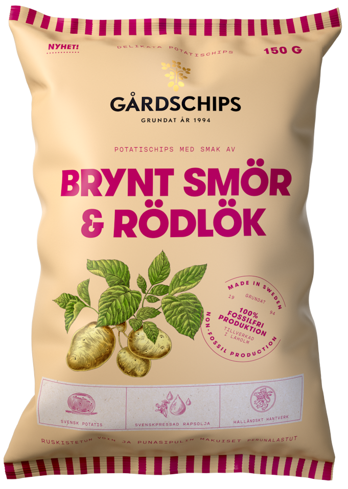 Gårdschips Brynt Smör & Rödlök 150g 10kpl