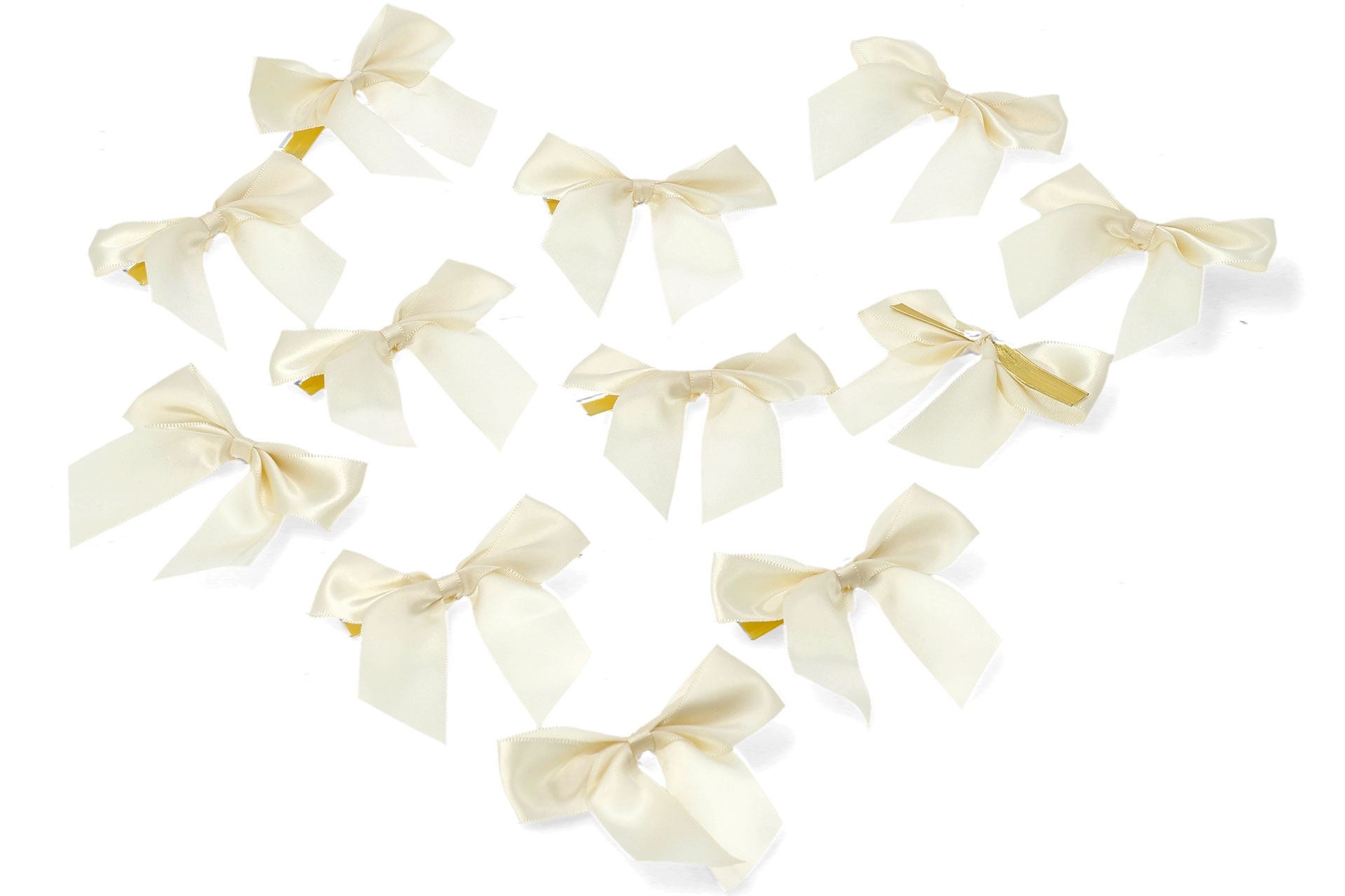 1 cream satin bow with clip 8x7 cm - 3
