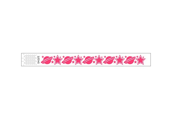Entréband, festivalarmband, tyvek, kosmos-tryck, VIT & ROSA, 25 mm