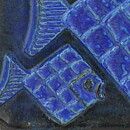 Willi Fischer (1960s) Blue Relief Wall Plaque with Two Fishes 26 cm (2)