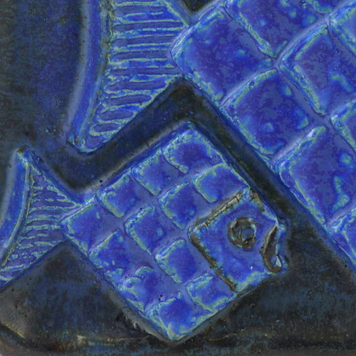 Willi Fischer (1960s) Blue Relief Wall Plaque with Two Fishes 26 cm (2)