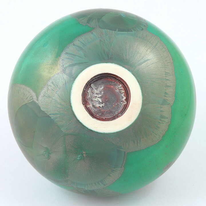 イサク・イサクソン  一点もの  緑色の結晶釉のベース  (12cm)  2016年