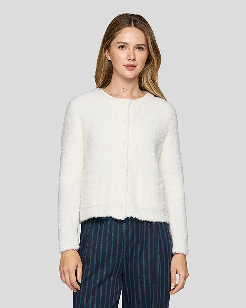 Kofta krull med fickor offwhite