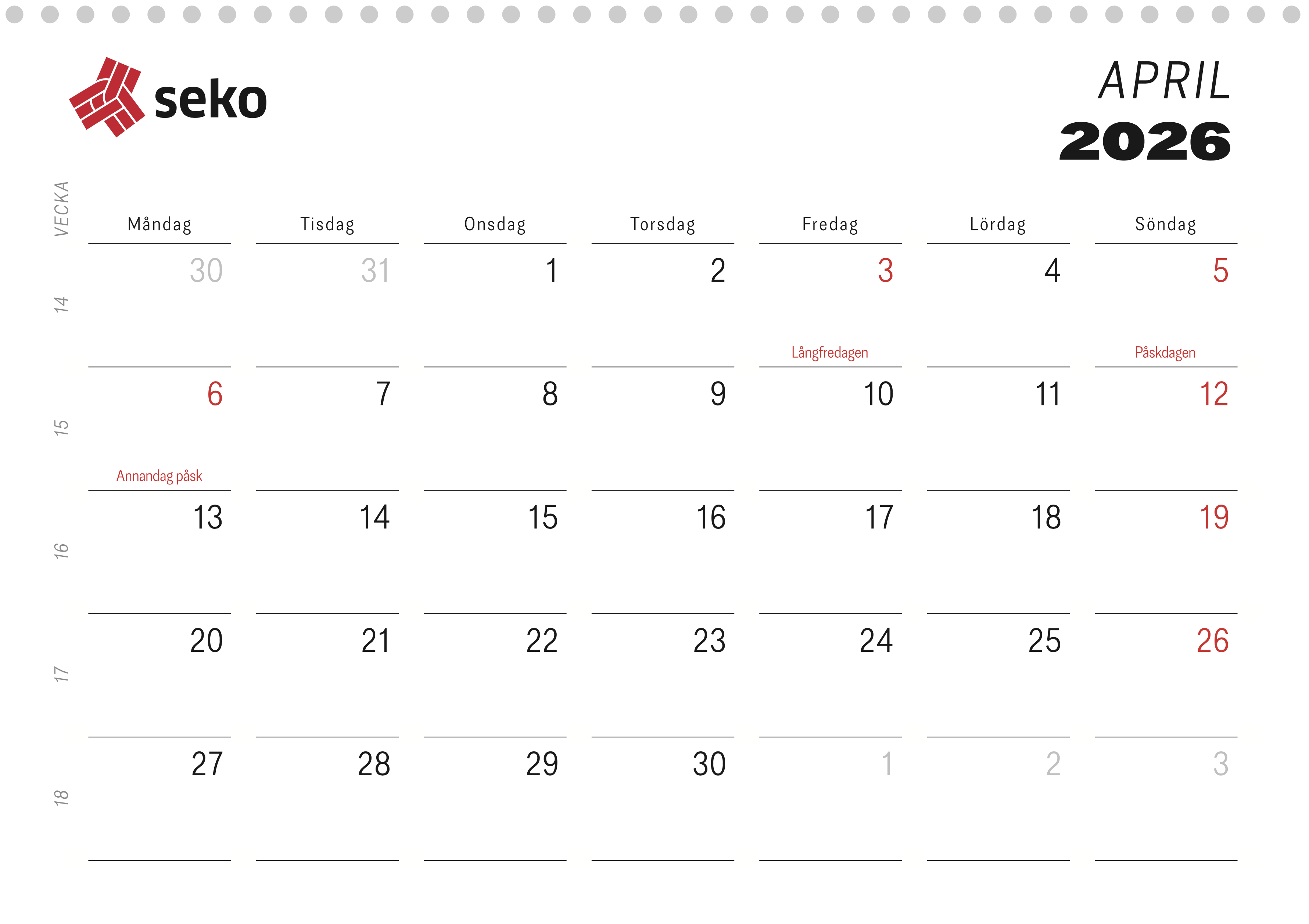 Väggalmanacka 2026 - 2