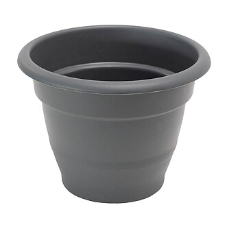 Blomkruka, plast Ø 23 cm, mörkgrå