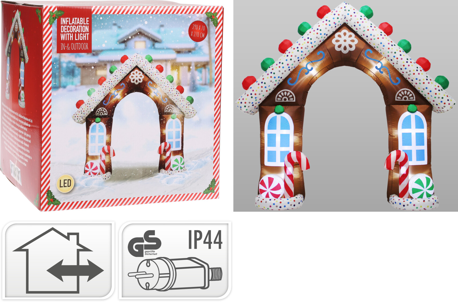 Uppblåsbar Pepparkakshus-Portal med LED