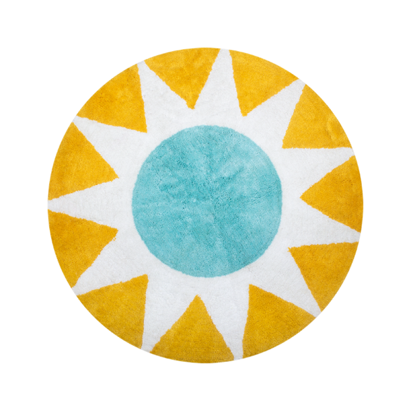 Carpet Bath Round Yellow/white/blue Cotton