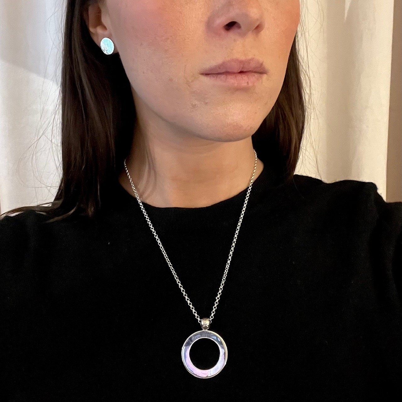 Hänge Exign öppen cirkel handgjort silver 