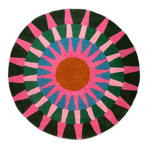 Carpet Roiund Pink/blue/green  Wool
