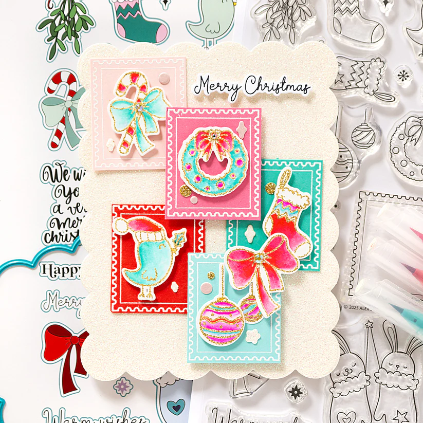 ALEX SYBERIA DESIGNS Merry Mail Stamp & Die Set - 10