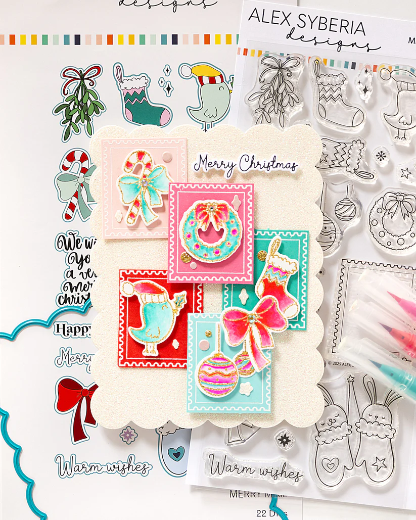 ALEX SYBERIA DESIGNS Merry Mail Stamp & Die Set - 11