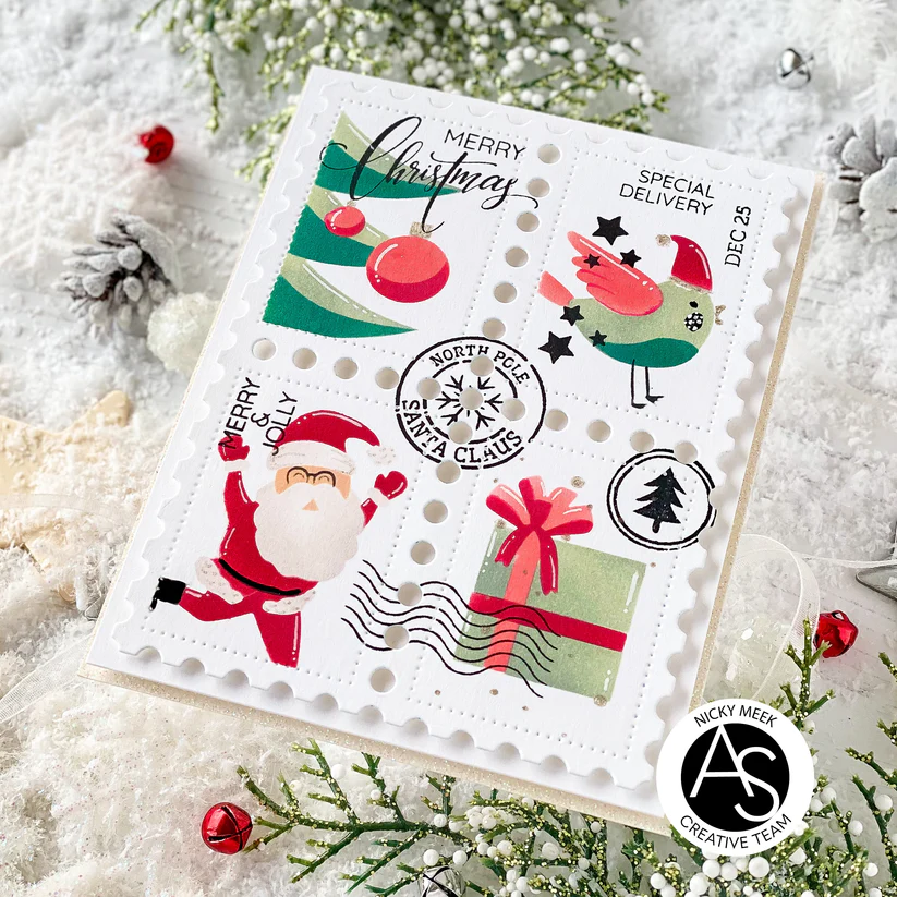 ALEX SYBERIA DESIGNS Christmas Postage Stamps & Stenils Bundle - 6