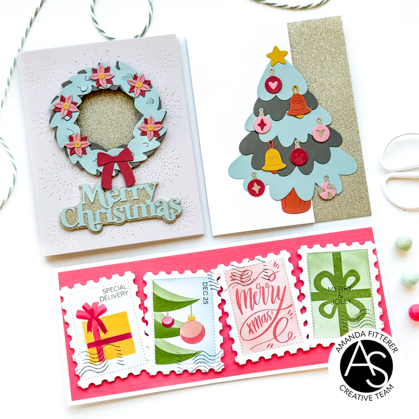 ALEX SYBERIA DESIGNS Christmas Postage Stamps & Stenils Bundle - 4