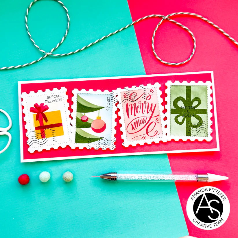 ALEX SYBERIA DESIGNS Christmas Postage Stamps   Stencil Set - 6