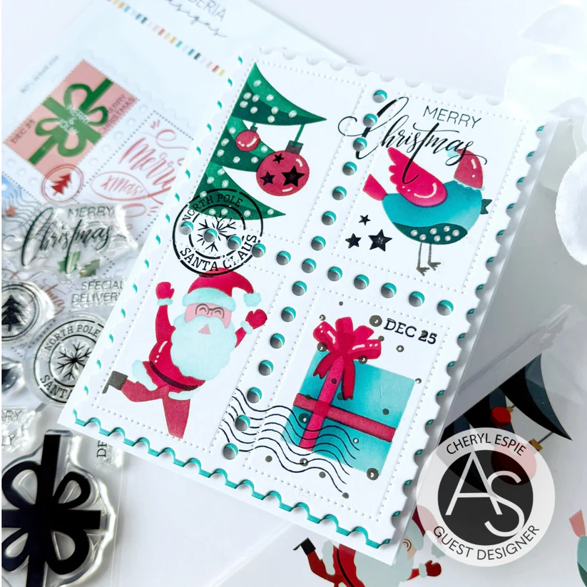 ALEX SYBERIA DESIGNS Christmas Postage Stamps   Stencil Set - 4