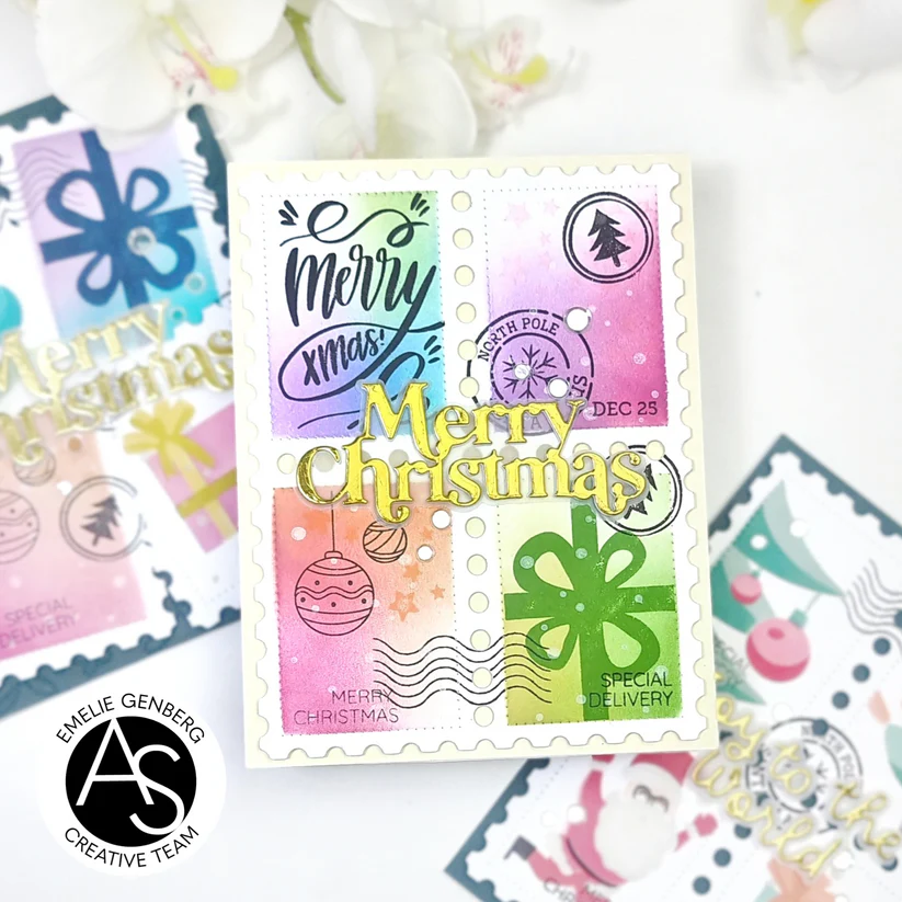 ALEX SYBERIA DESIGNS Christmas Postage Stamps   Stencil Set - 9