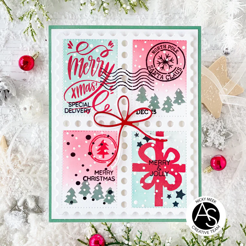 ALEX SYBERIA DESIGNS Christmas Postage Stamps   Stencil Set - 11