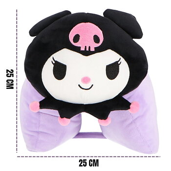 Lila Sanrio Kuromi Kudde & Gosedjur 2-i-1 – Kawaii Vikbar Kudde