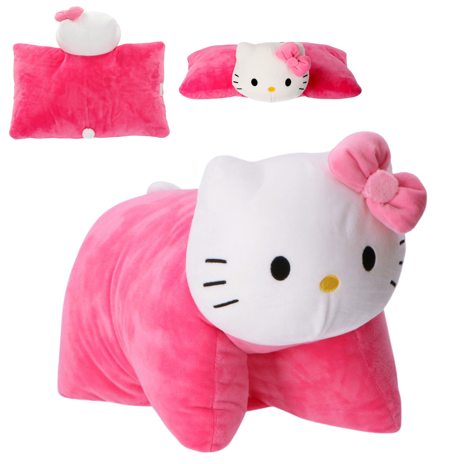 Rosa Sanrio Hello Kitty Kudde & Gosedjur 2-i-1 – Kawaii Vikbar Kudde