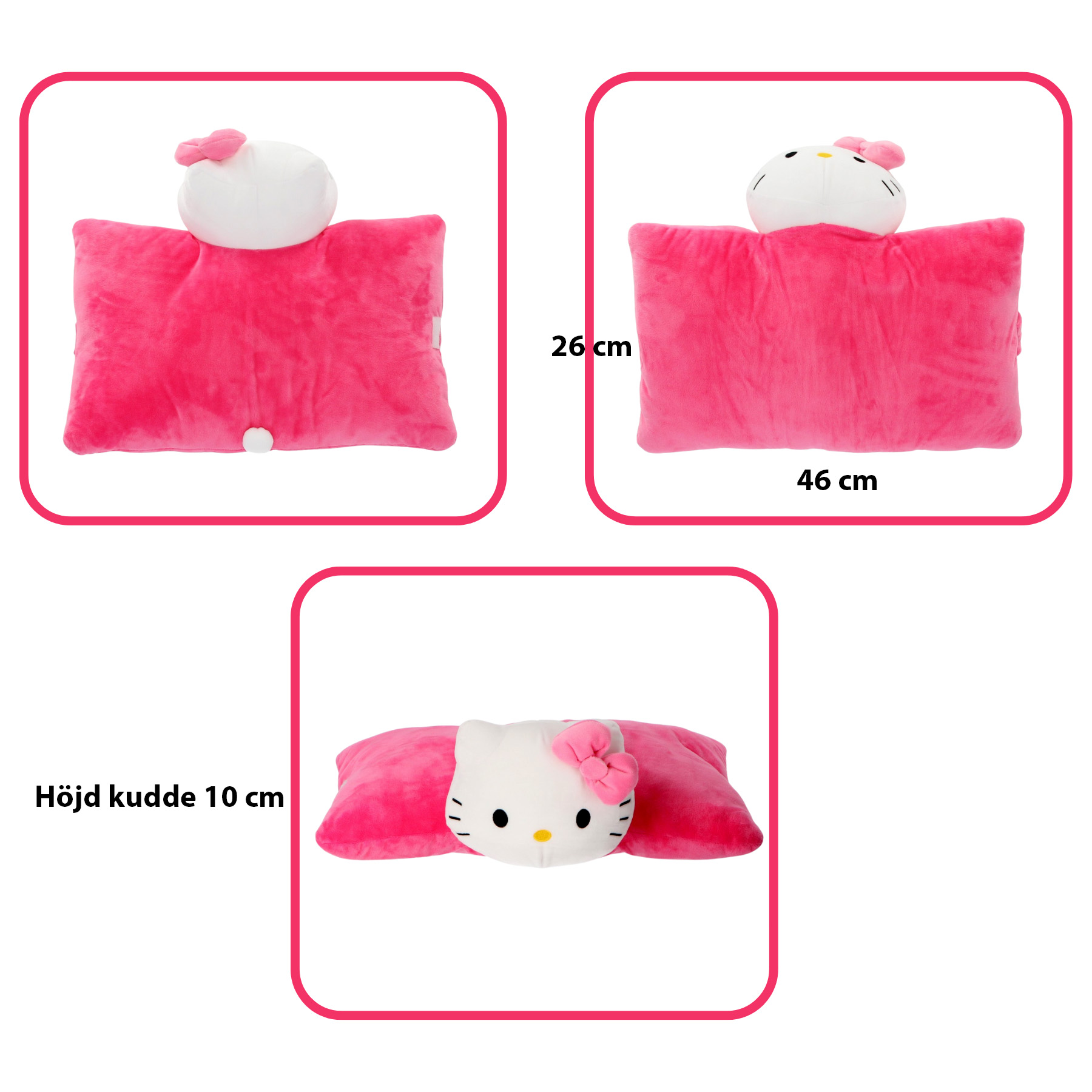 Rosa Sanrio Hello Kitty Kudde & Gosedjur 2-i-1 – Kawaii Vikbar Kudde - 3
