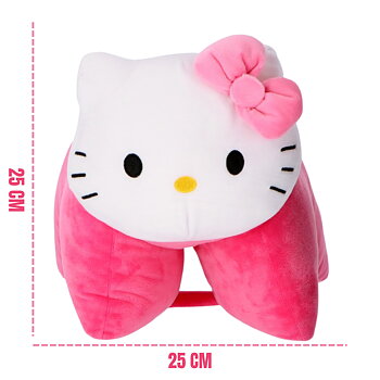Rosa Sanrio Hello Kitty Kudde & Gosedjur 2-i-1 – Kawaii Vikbar Kudde