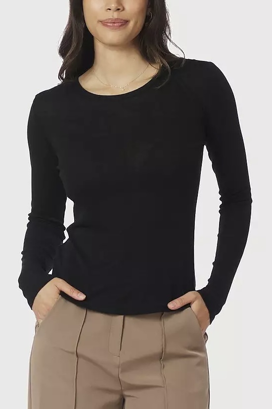 Neo Noir  - Nella Fine Rib Blouse Black - 2