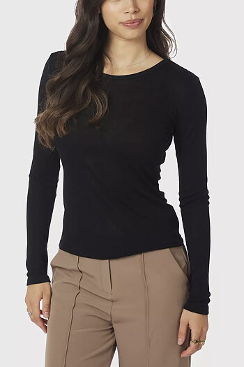 Neo Noir  - Nella Fine Rib Blouse Black