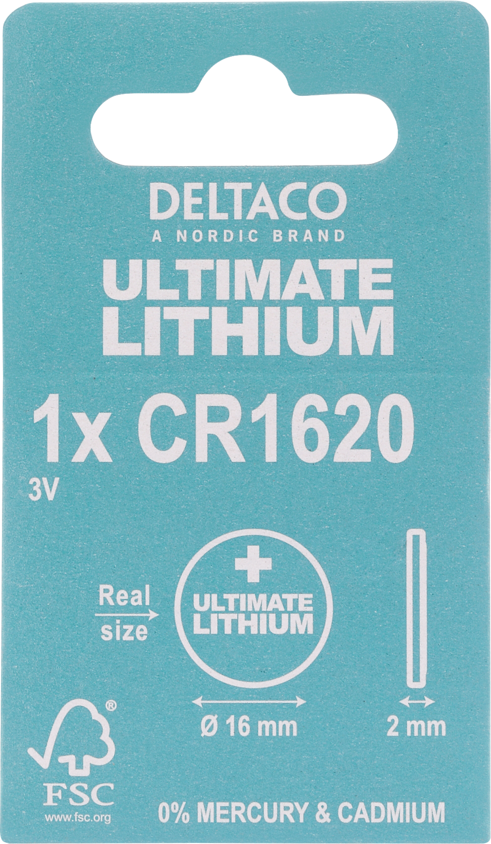 Deltaco Ultimate Lithium-batteri, 3V, CR1620- knappcell, 1-pack - 3