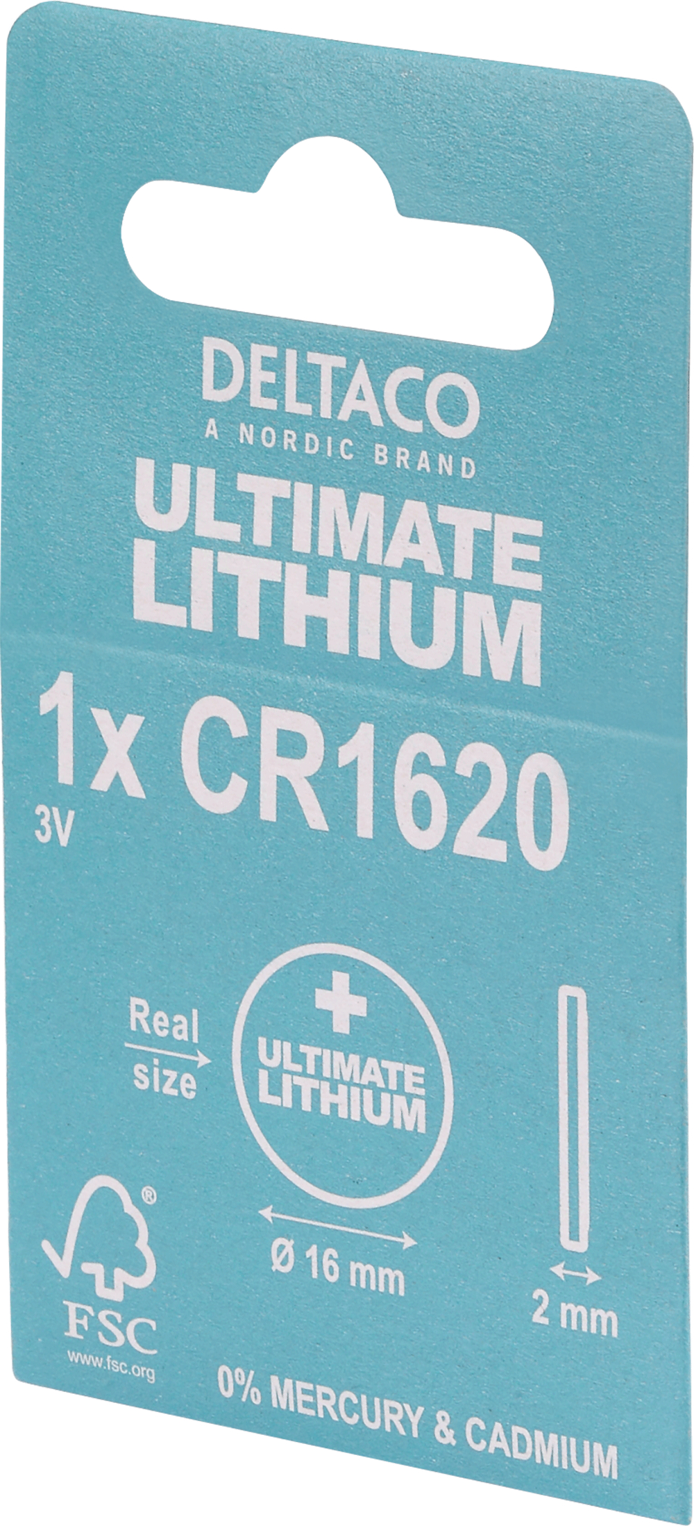Deltaco Ultimate Lithium-batteri, 3V, CR1620- knappcell, 1-pack - 2