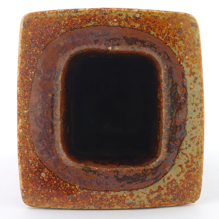 Bertil Lundgren (1970s) Limited Brown Vase with Block Form 17 cm
