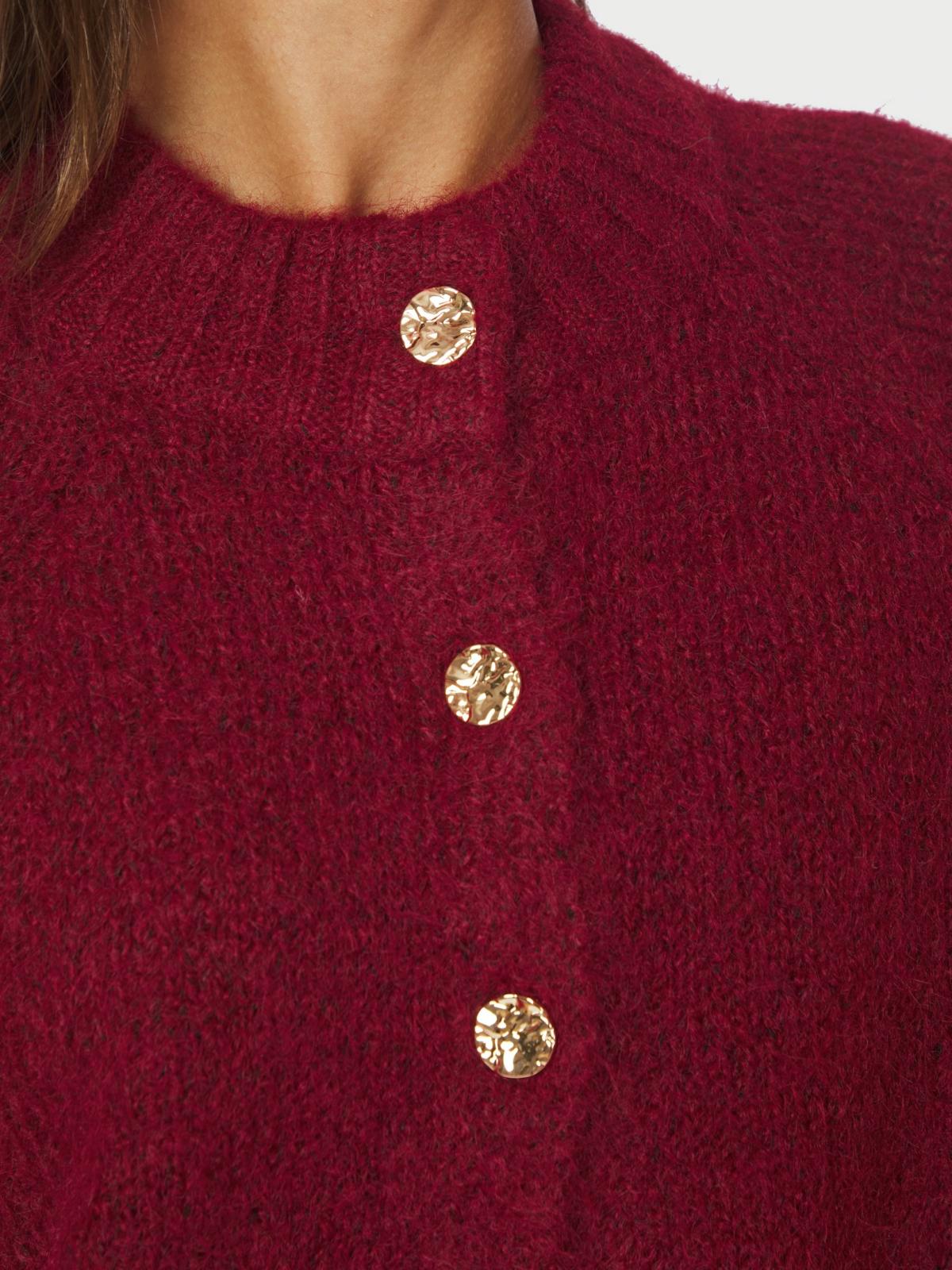 Neo Noir Benuta Fluffy Knit Cardigan, Dark Red - 6