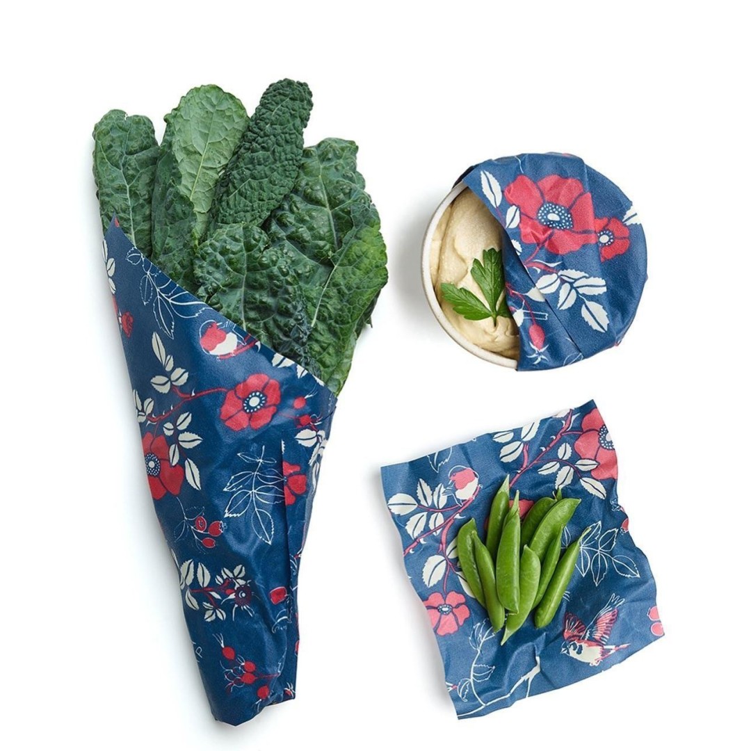 Bee's wrap 3-pack (S, M, L), Botanical Blue  - 3