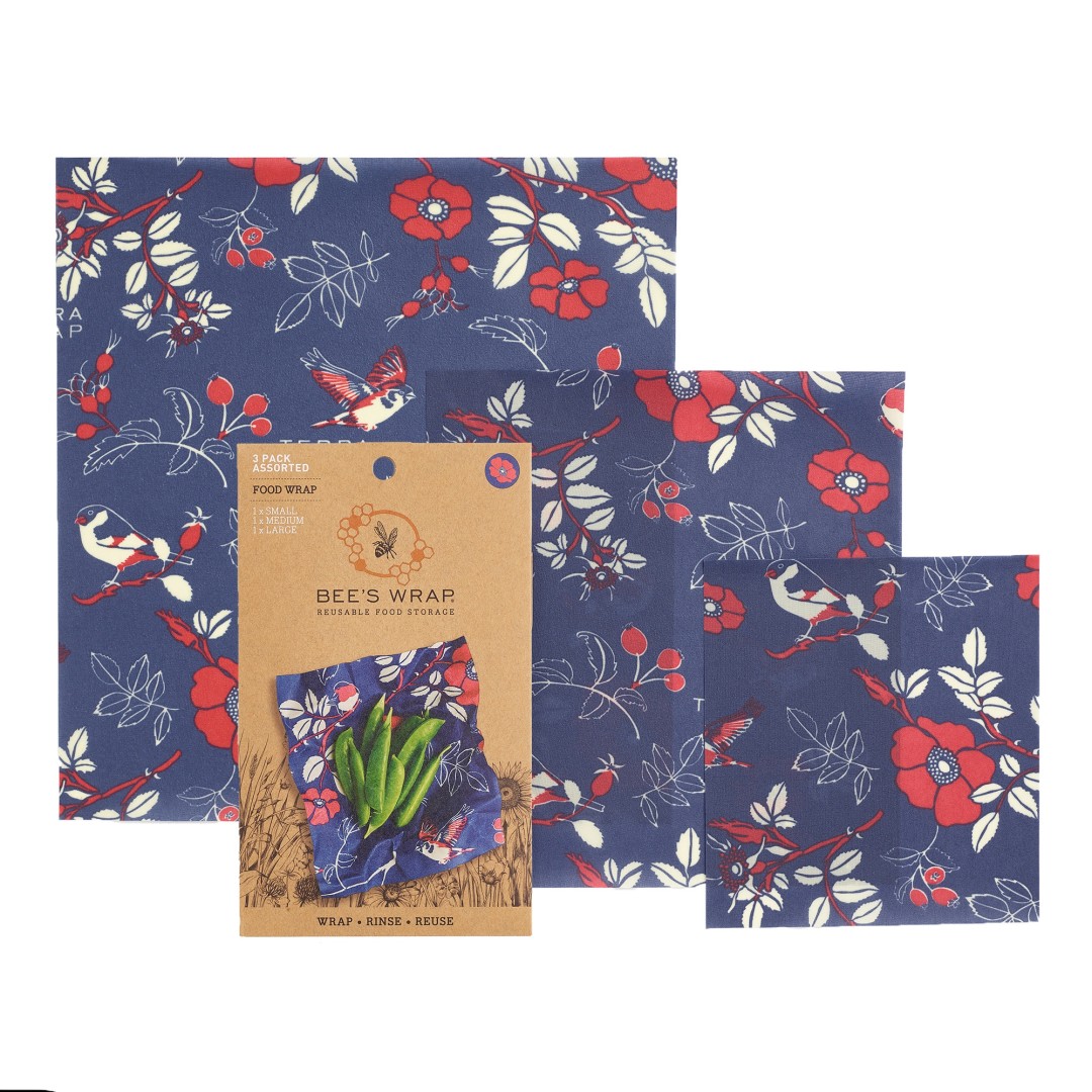 Bee's wrap 3-pack (S, M, L), Botanical Blue  - 2