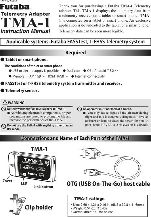 Futaba Telemetry Monitor Adapter TMA-1 - 5
