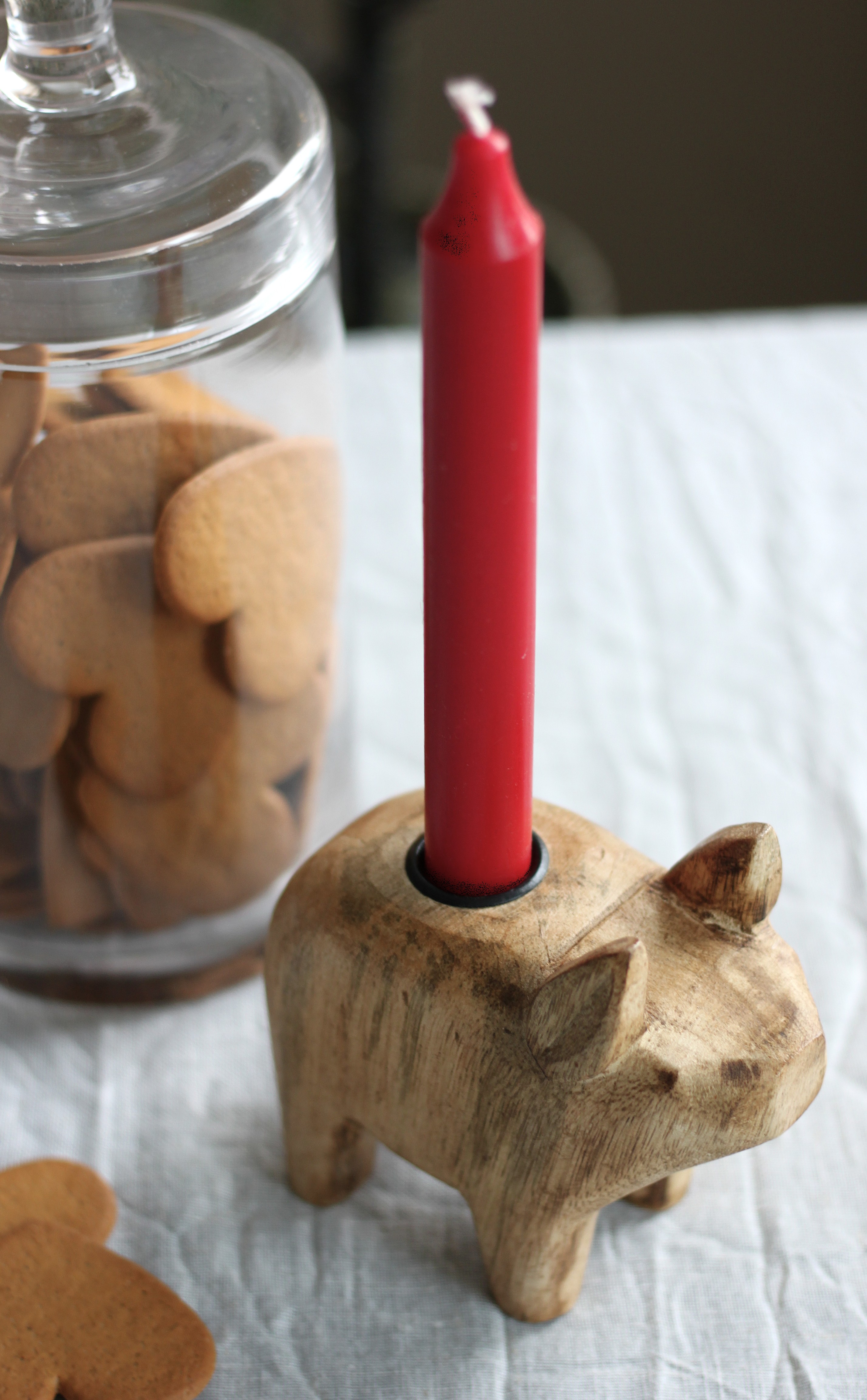 gris ljusstake trä - 4