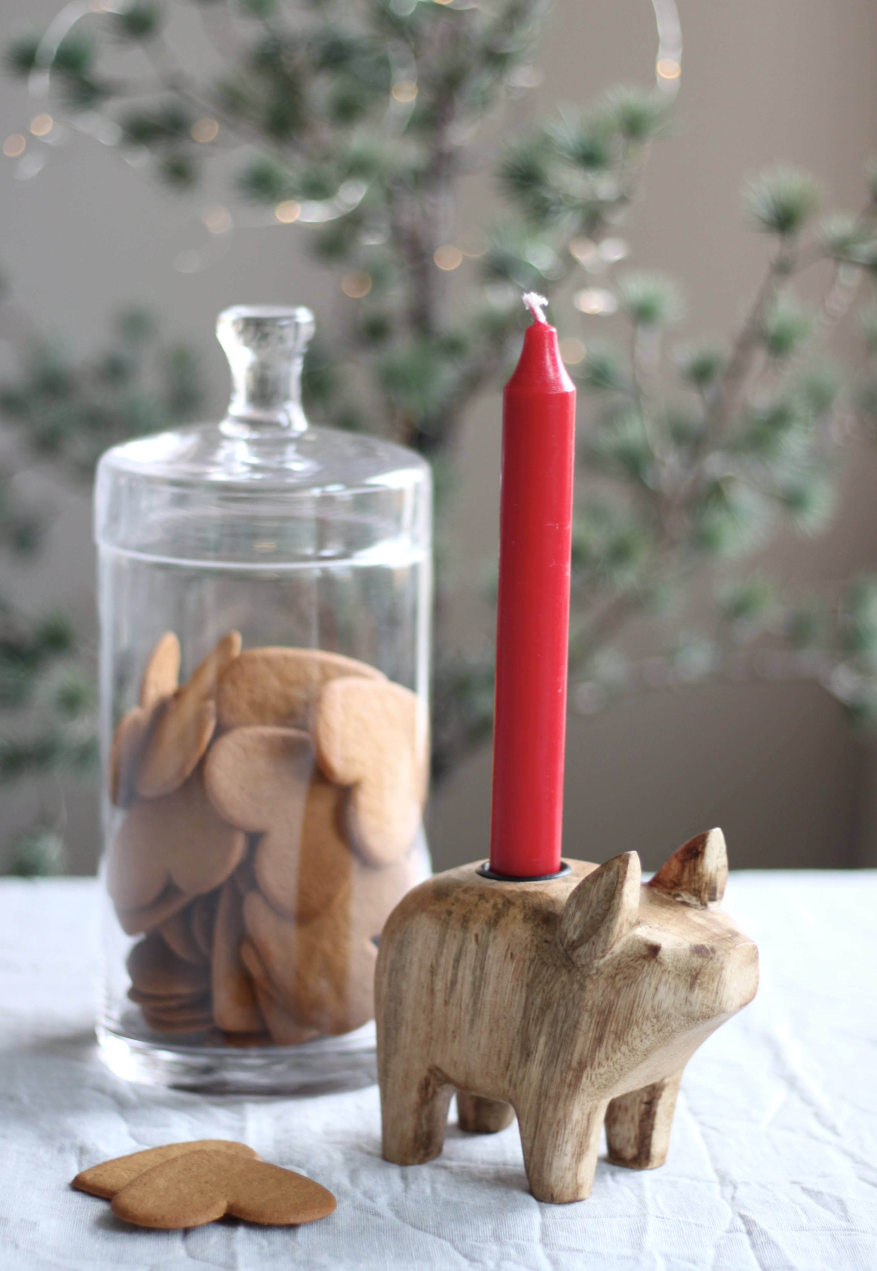 gris ljusstake trä - 3