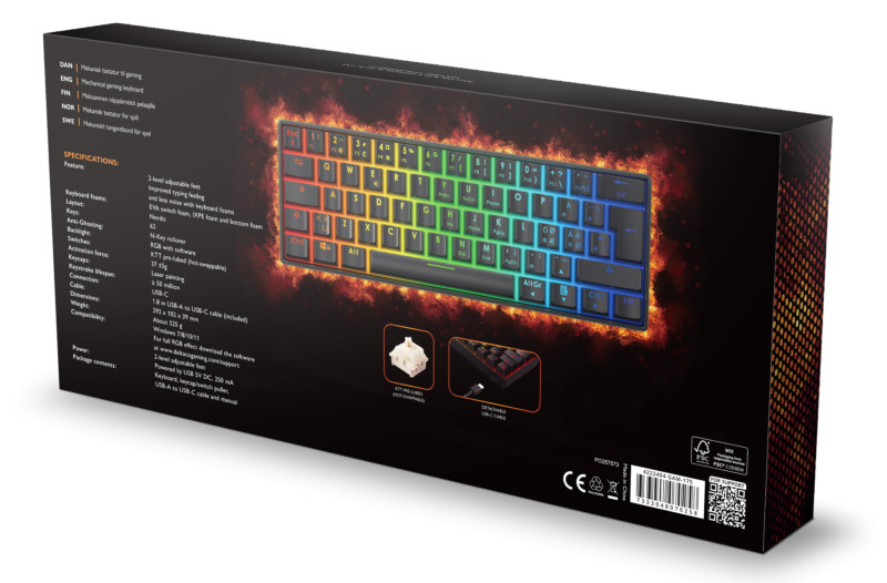 DELTACO GAMING DK470 60% Layout mekaniskt tangentbord