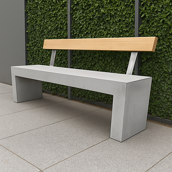 Parksoffa - Betongbänk ryggstöd Tjock Humle
