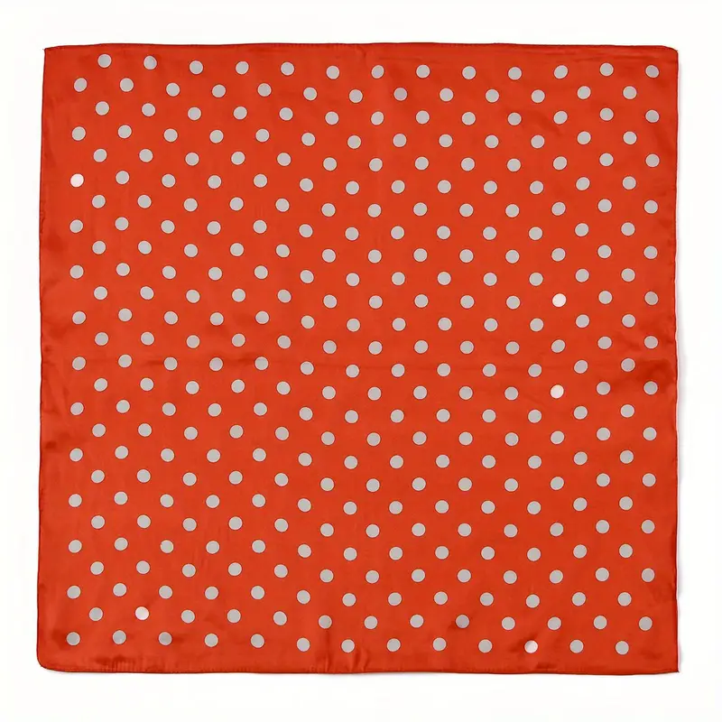 Satinscarf - Klarröd- vitprickig- Fyrkant - 2