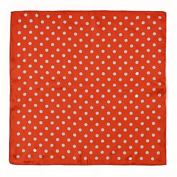 Satinscarf - Klarröd- vitprickig- Fyrkant