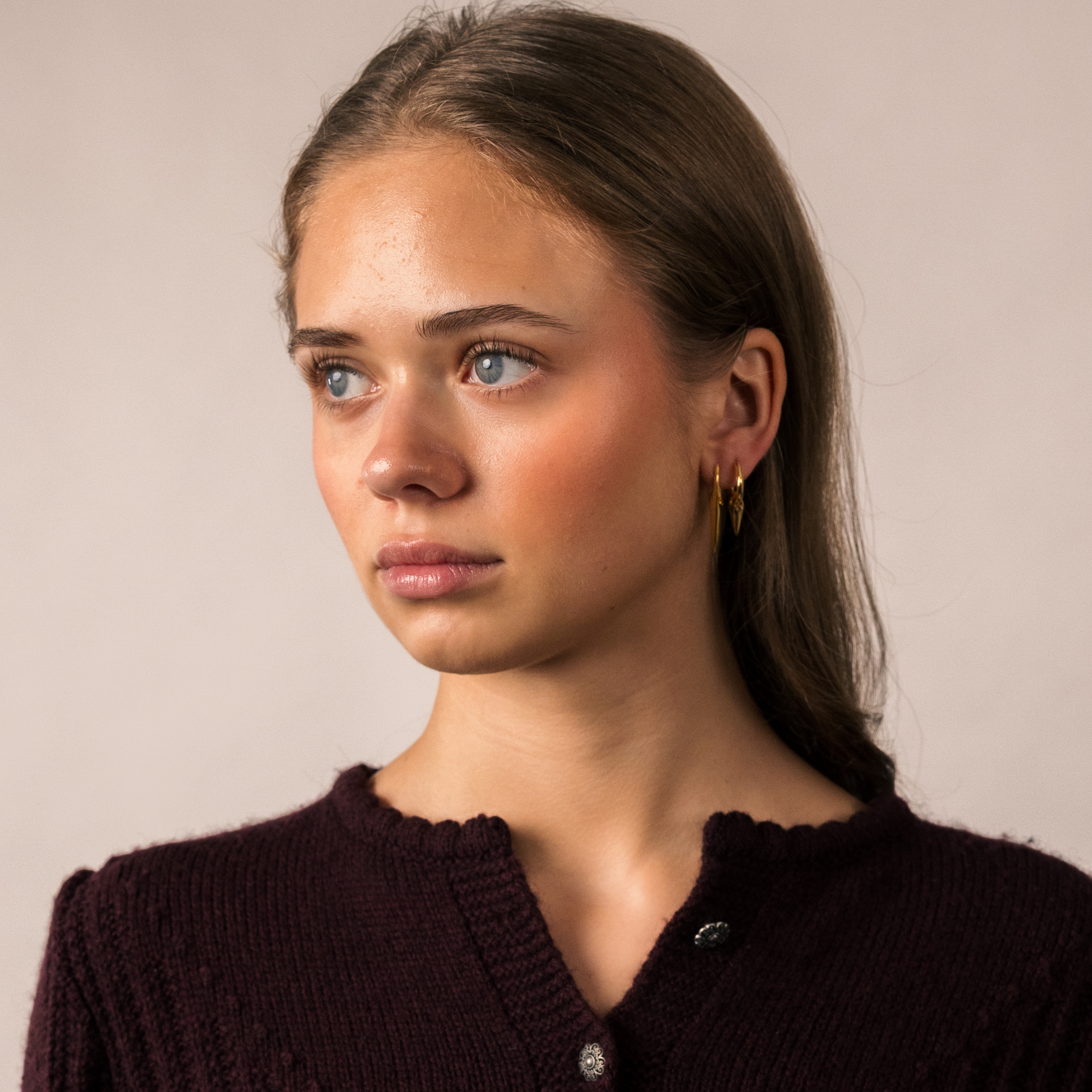 Curved Spike Earrings Gold - 3
