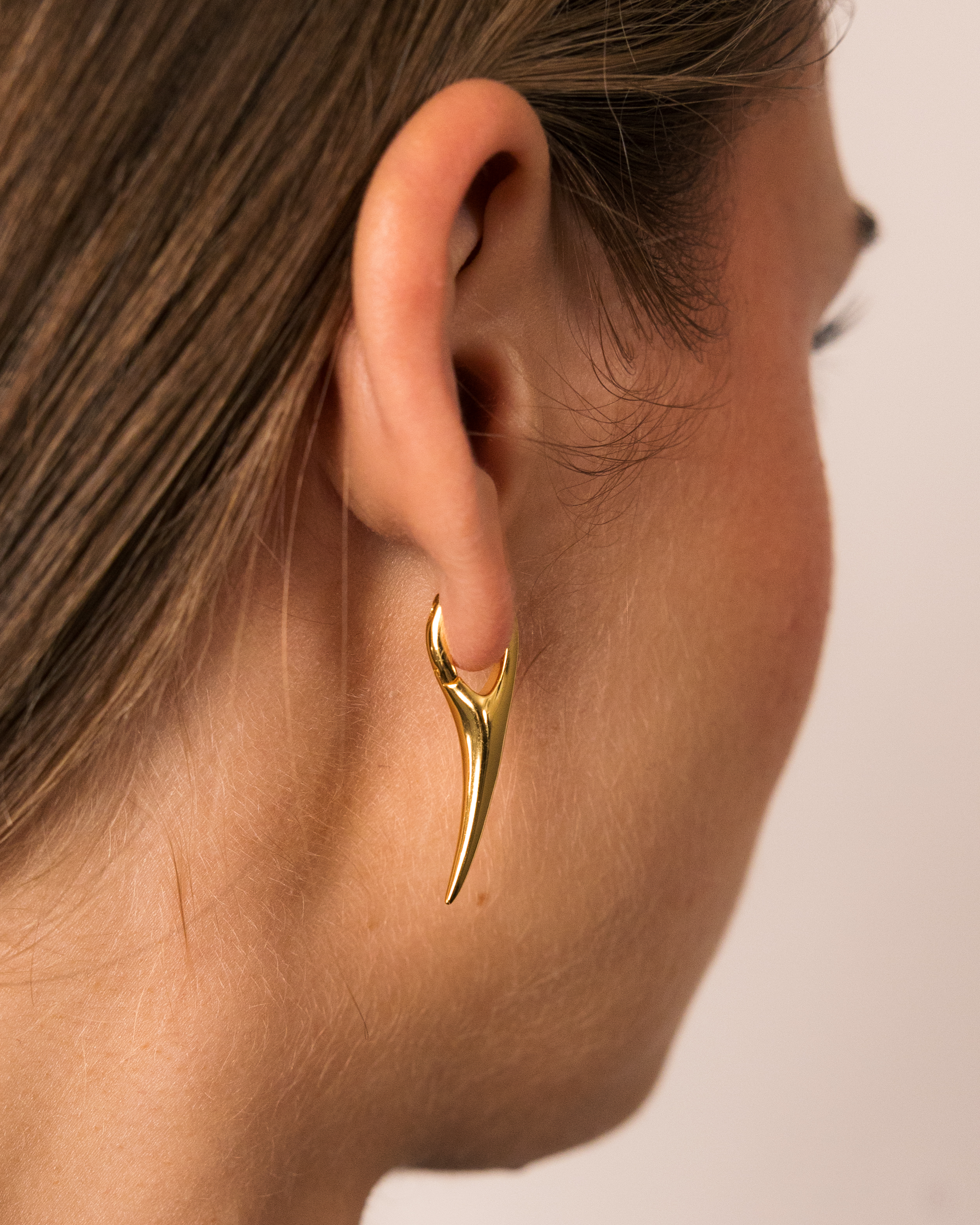 Curved Spike Earrings Gold