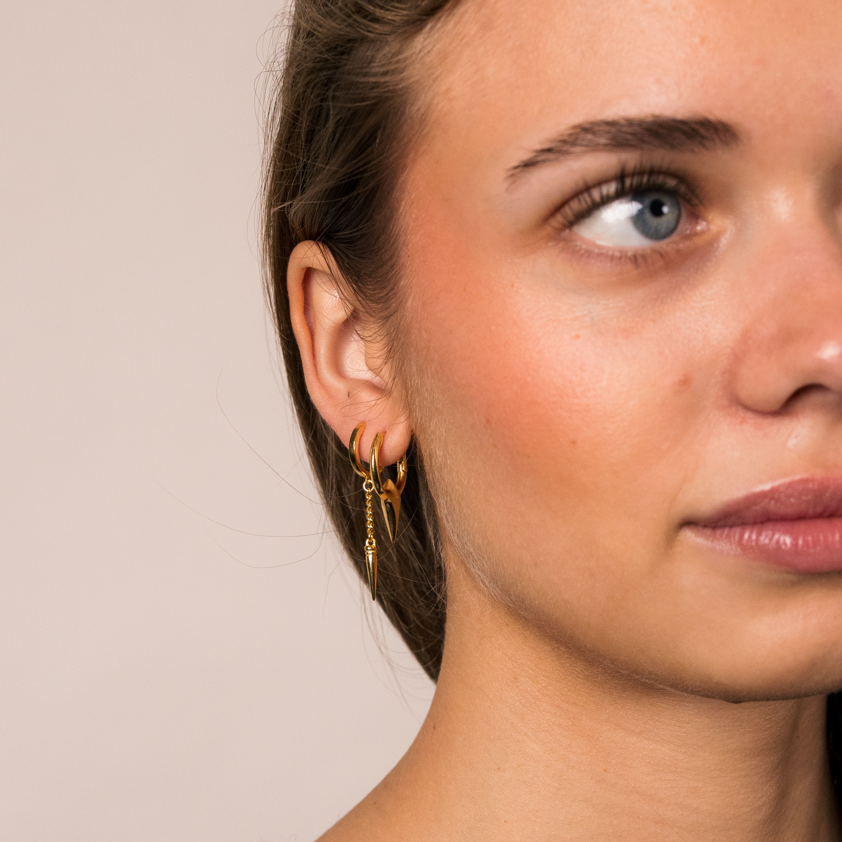 Chain with spike earrings gold - 4