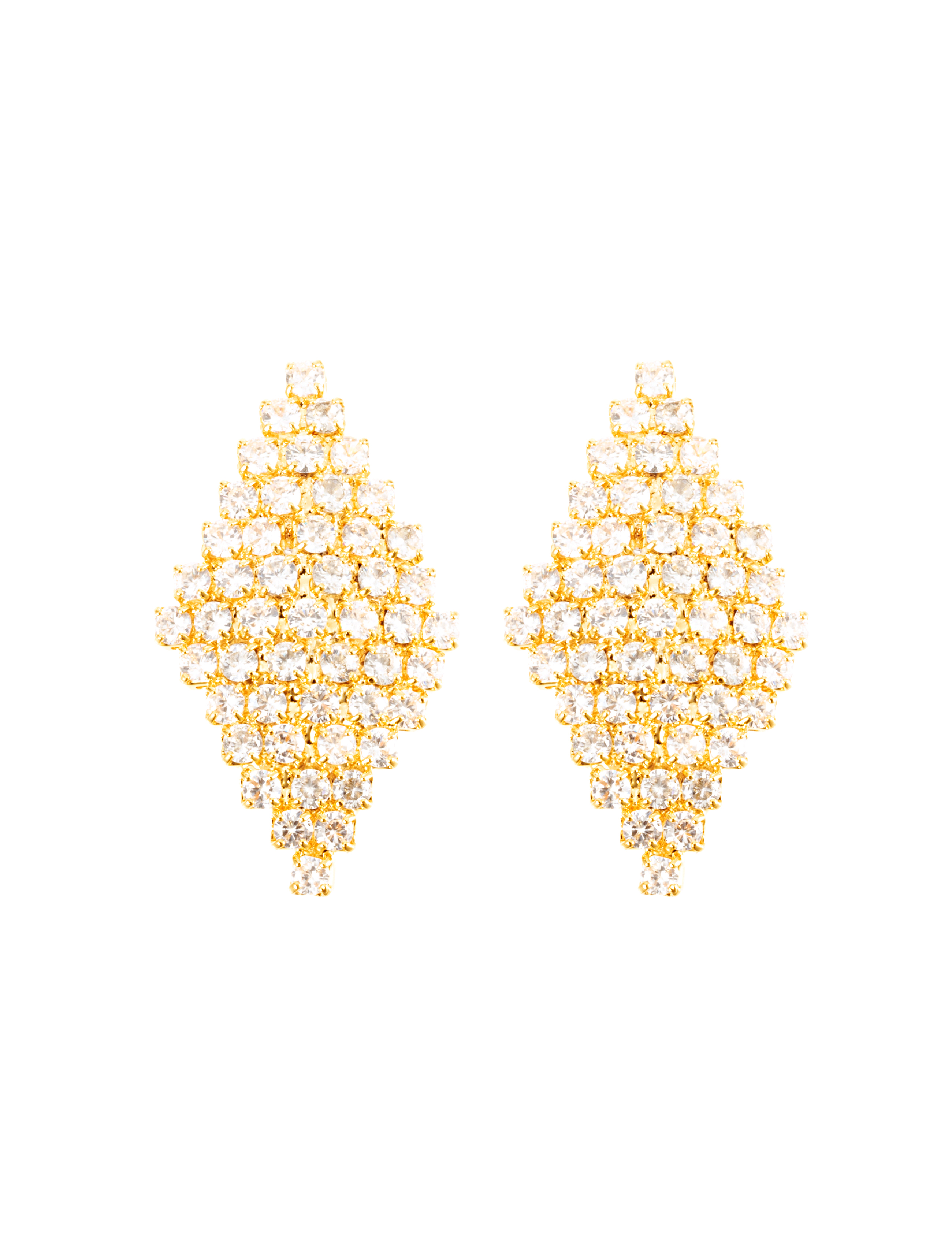 Pointy small crystal earring gold - 2